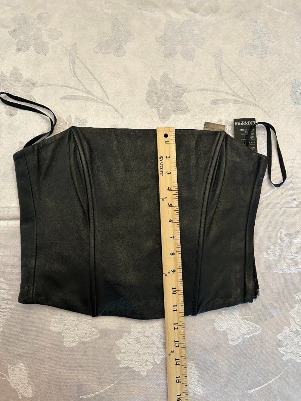 NWT Express Genuine Leather Black Lace Up Corset Bustier Top 5/6